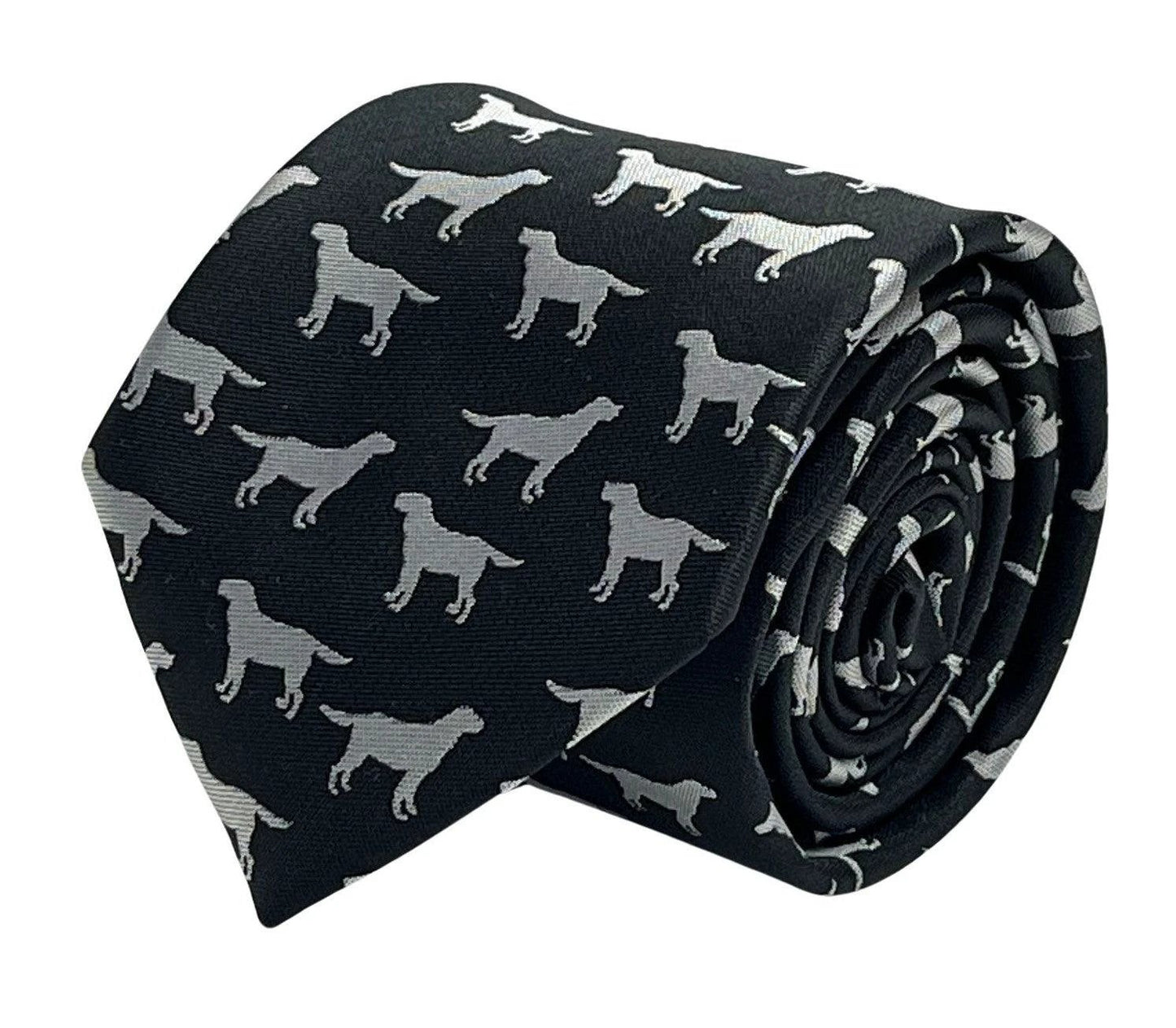 Black tie with labrador golden retriever dog silhouette by Frederick Thomas Handmade Mens Ties