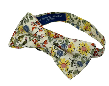 English Yellow Wildflower Floral Garden Cotton Child's Bow Tie - Sunny Garden Charm For Formal And Smart Casual Wear by Frederick Thomas Handmade Mens Ties
