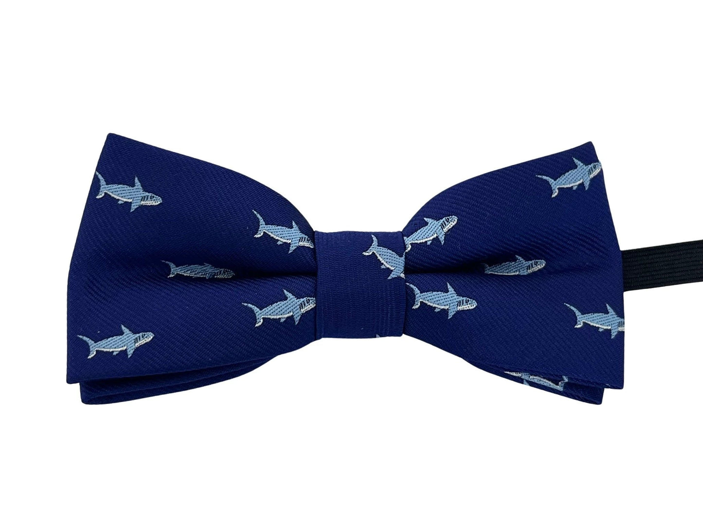 Navy blue with shark aquatic fish design child's bow tie by Frederick Thomas Handmade Mens Ties