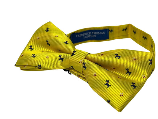 Yellow gold scotty dog adult bow tie by Frederick Thomas Handmade Mens Ties