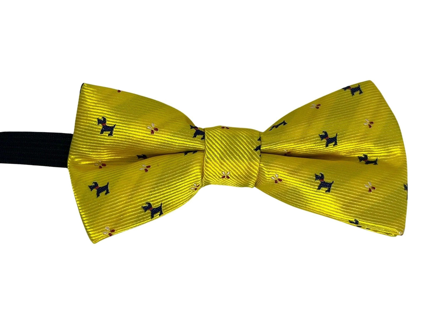 Yellow gold scotty dog child's bow tie by Frederick Thomas Handmade Mens Ties