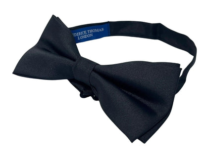 Plain black silk adult bow tie by Frederick Thomas Handmade Mens Ties