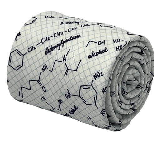 Ivory cream tie with chemical equation science by Frederick Thomas Handmade Mens Ties