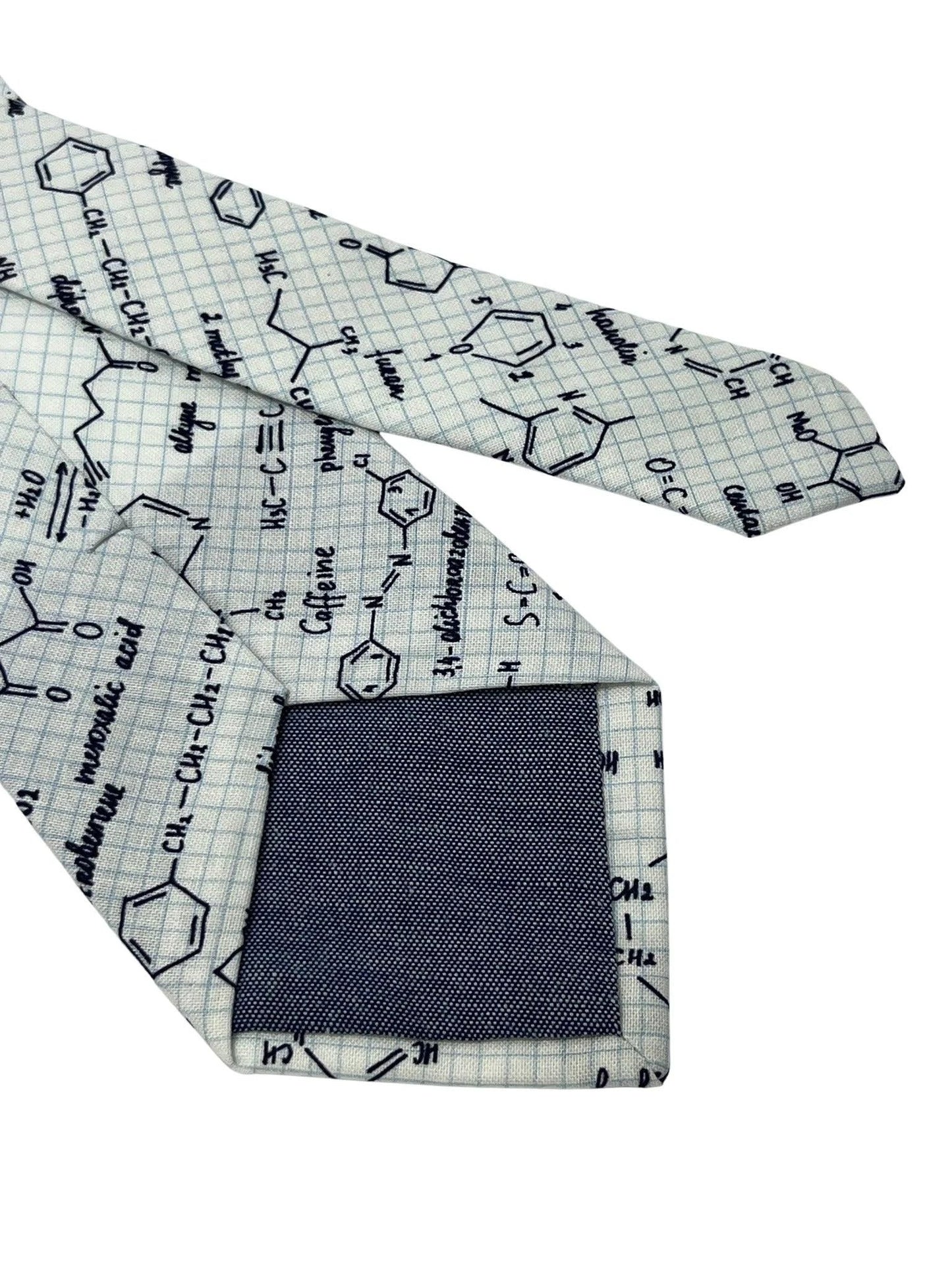 Ivory cream tie with chemical equation science by Frederick Thomas Handmade Mens Ties