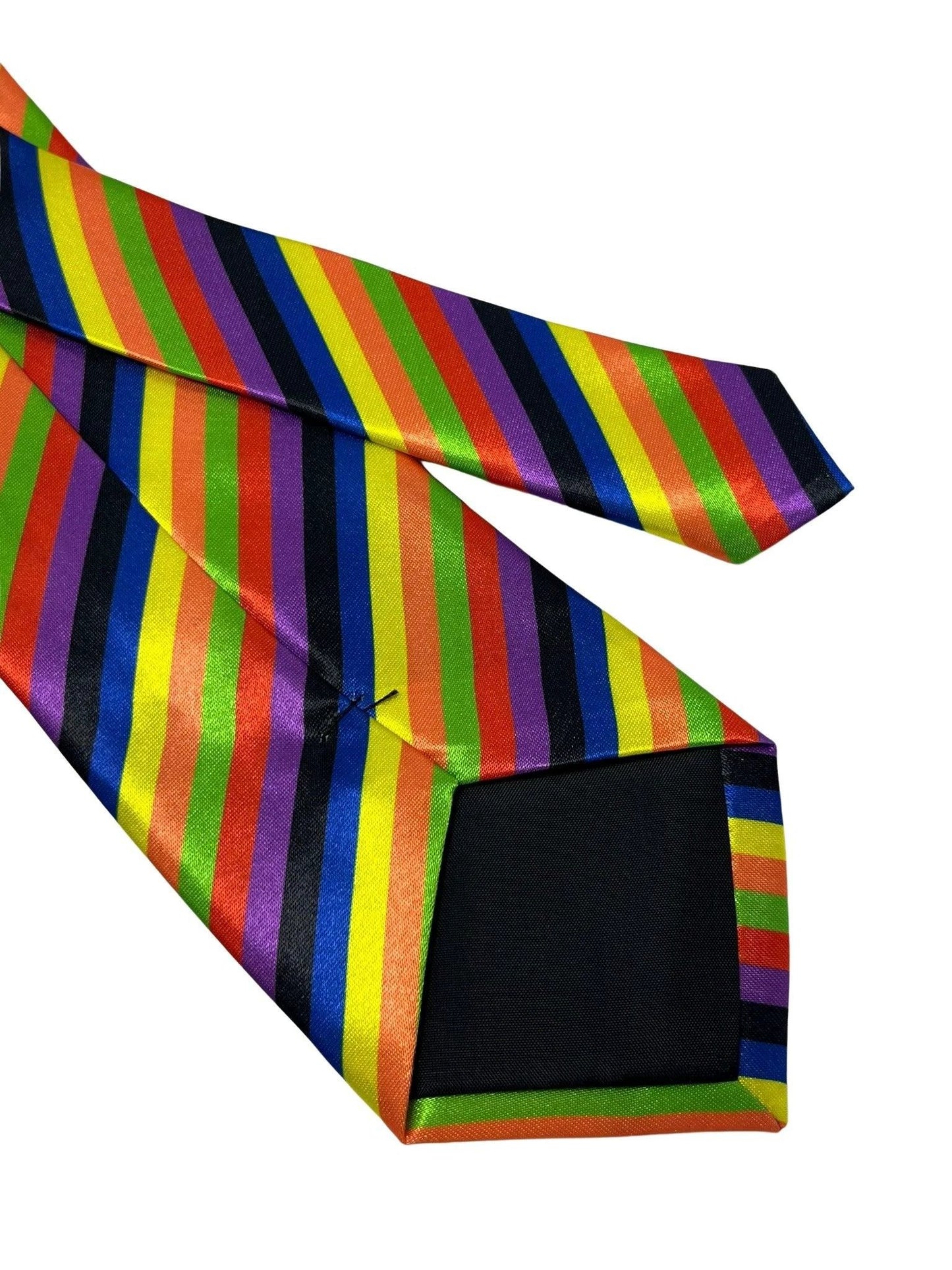 Multicoloured rainbow stripe tie by Frederick Thomas Handmade Mens Ties