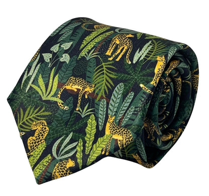 black and green jungle cheetah exotic tie by Frederick Thomas Handmade Mens Ties