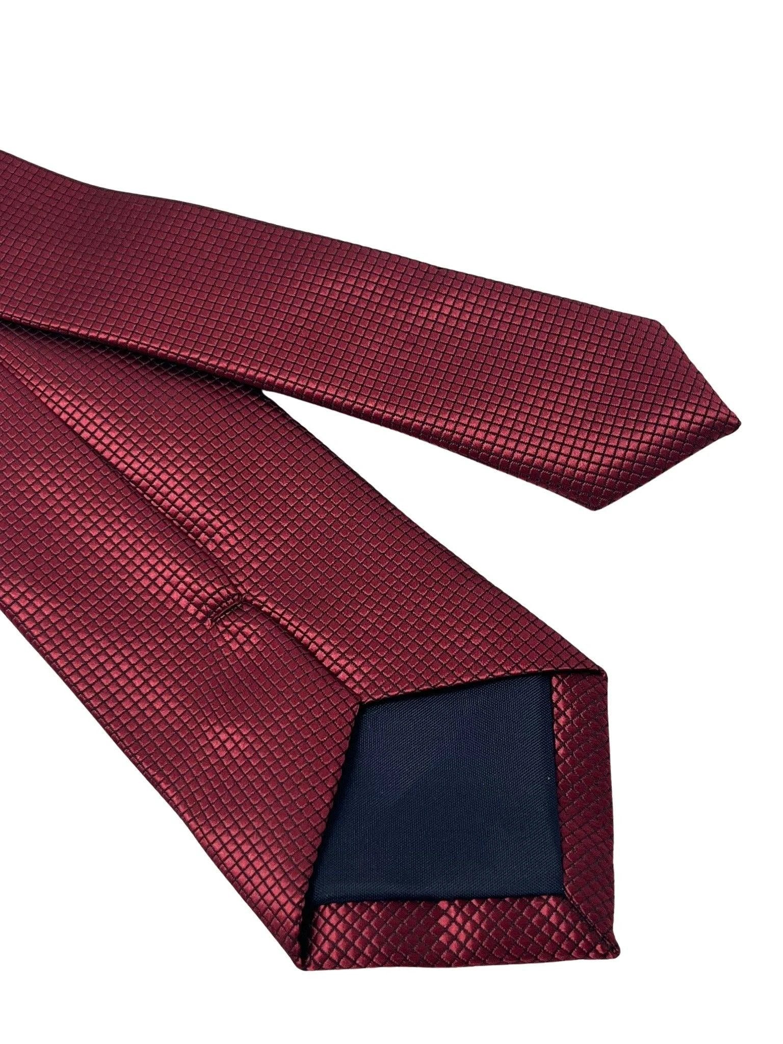 Maroon dark red tie with subtle squared design by Frederick Thomas Handmade Mens Ties