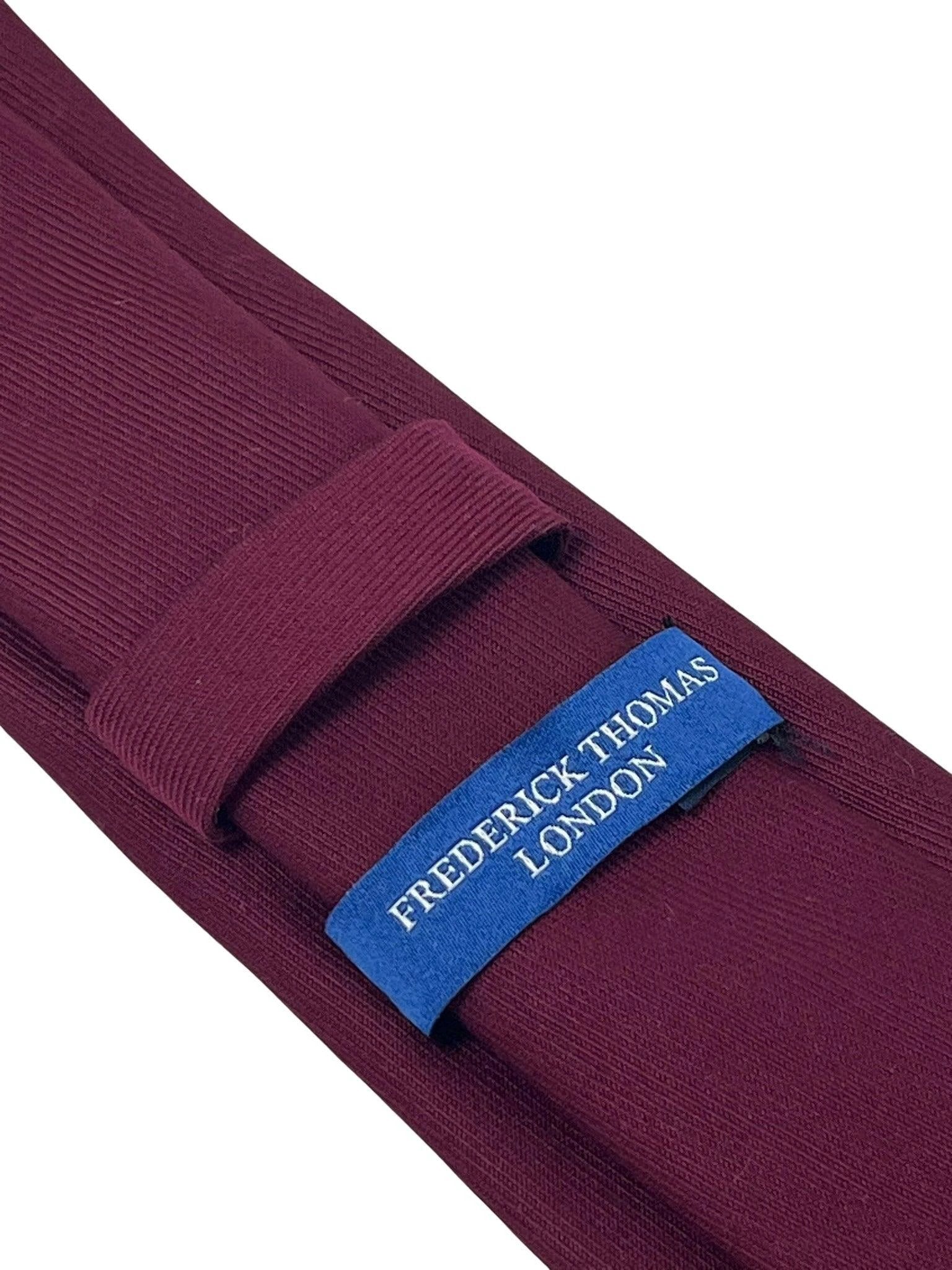 Maroon dark red plain tie by Frederick Thomas Handmade Mens Ties