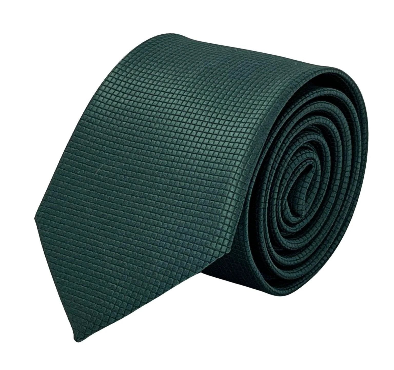 Dark Forest Pine Green Silky Tie With Subtle Squared Pattern - Handcrafted For A Refined Professional Look by Frederick Thomas Handmade Mens Ties
