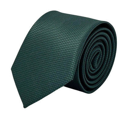 Dark Forest Pine Green Silky Tie With Subtle Squared Pattern - Handcrafted For A Refined Professional Look by Frederick Thomas Handmade Mens Ties
