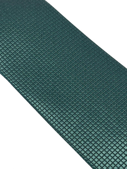 Dark Forest Pine Green Silky Tie With Subtle Squared Pattern - Handcrafted For A Refined Professional Look by Frederick Thomas Handmade Mens Ties