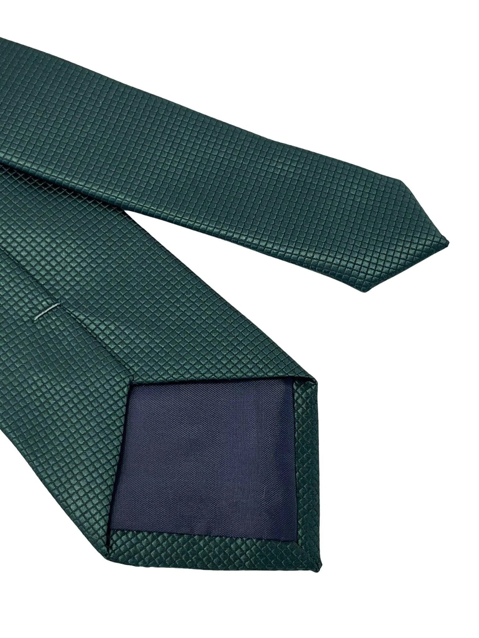 Dark Forest Pine Green Silky Tie With Subtle Squared Pattern - Handcrafted For A Refined Professional Look by Frederick Thomas Handmade Mens Ties