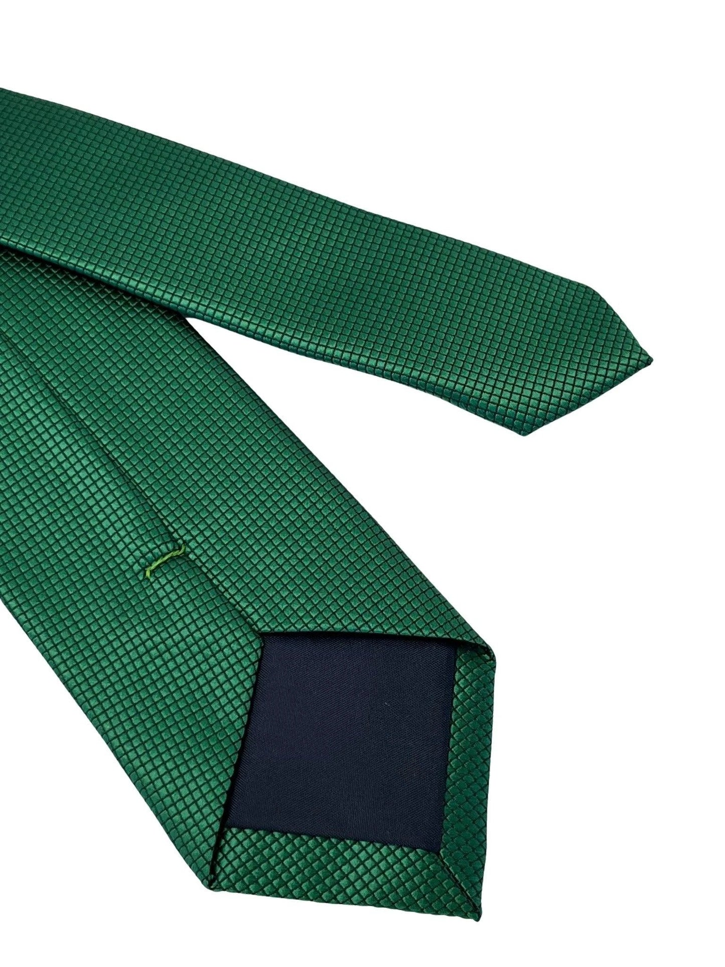 Emerald Green Silky Tie With Subtle Squared Design - Handmade Emerald Silk With Understated Sheen For Quiet Confidence by Frederick Thomas Handmade Mens Ties