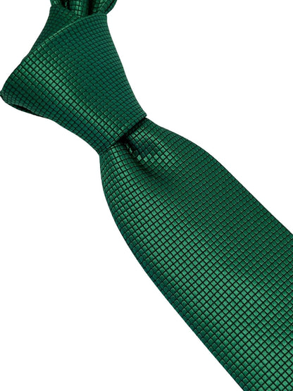 Emerald Green Silky Tie With Subtle Squared Design - Handmade Emerald Silk With Understated Sheen For Quiet Confidence by Frederick Thomas Handmade Mens Ties