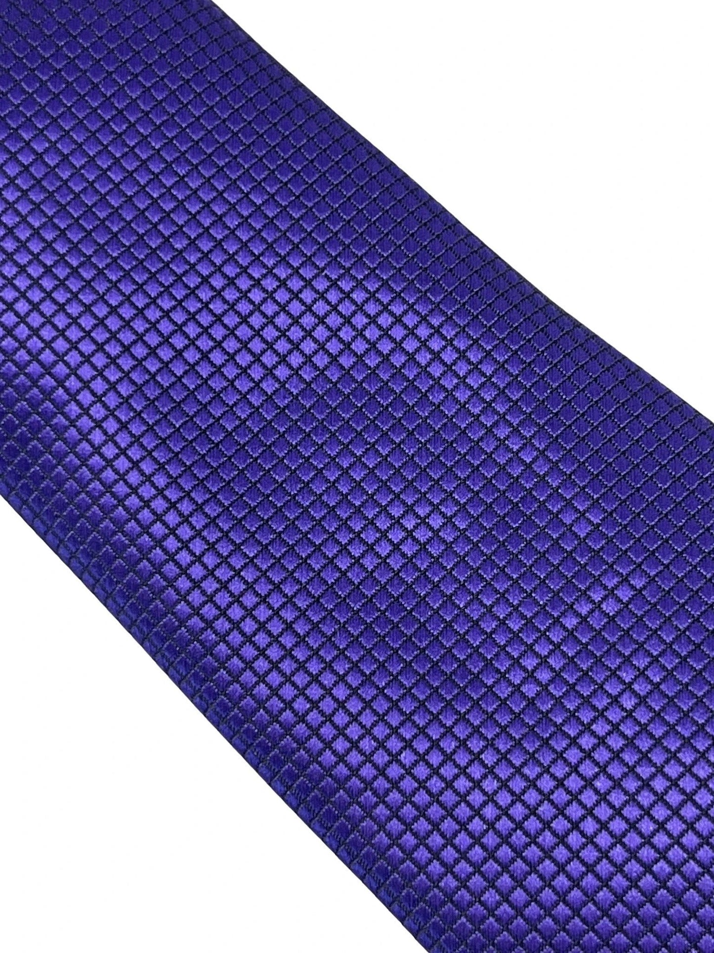 dark cadbury purple tie with subtle squared design by Frederick Thomas Handmade Mens Ties