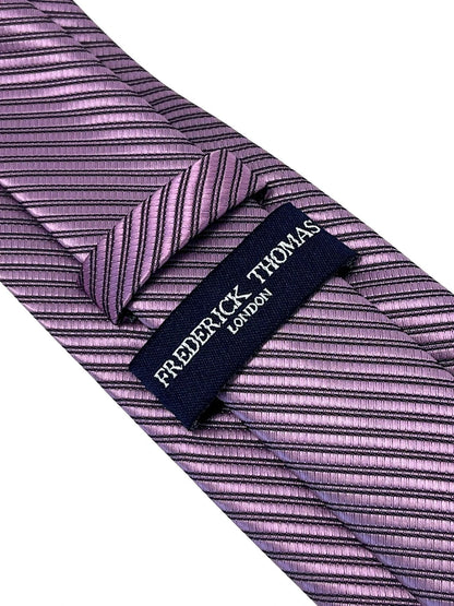 mauve pink purple striped tie by Frederick Thomas Handmade Mens Ties