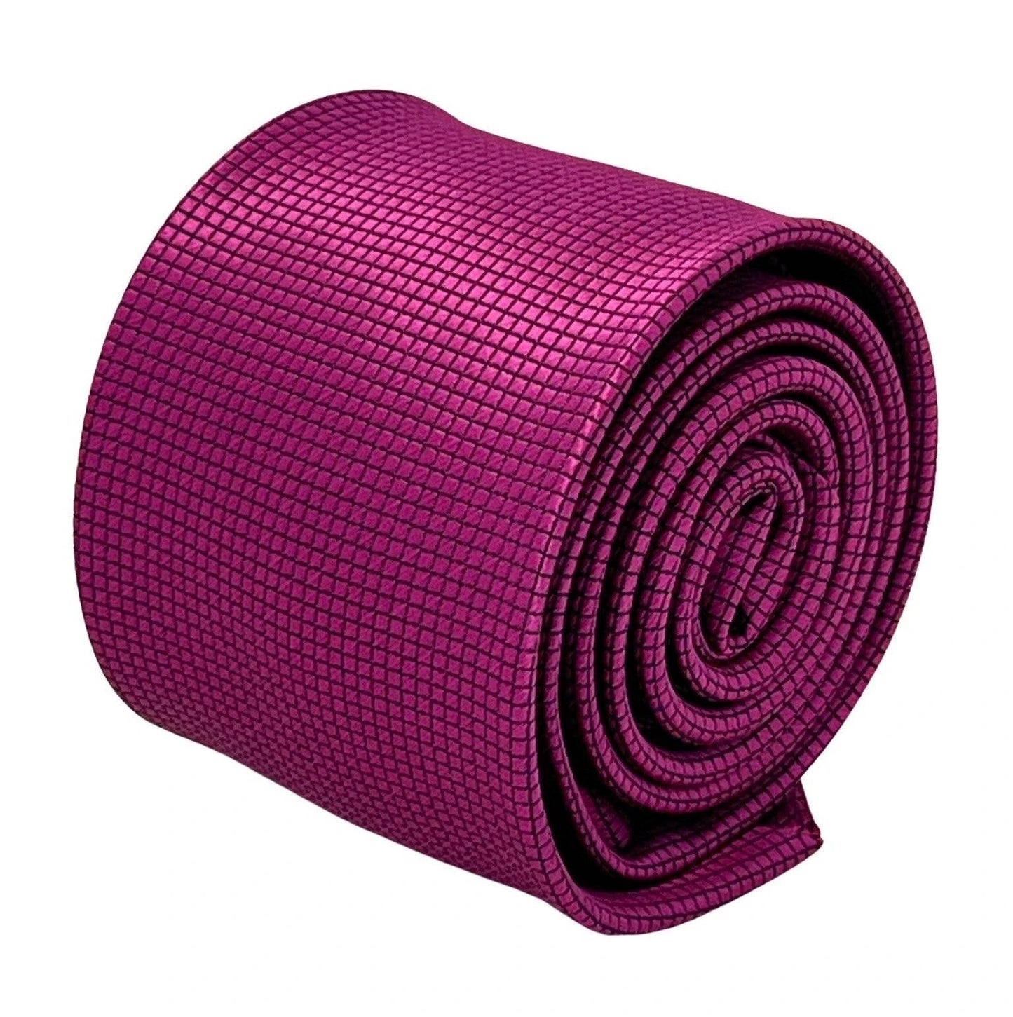 Berry Fuchsia Bright Pink Tie With Subtle Squared Pattern By Frederick Thomas - Handmade Luxury For Modern Professional by Frederick Thomas Handmade Mens Ties