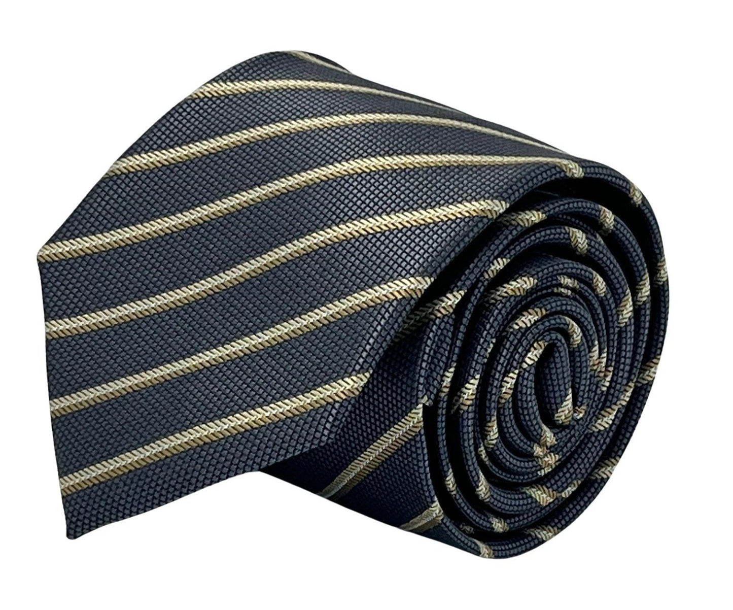 grey tie with honeycomb pattern & bronze stripe by Frederick Thomas Handmade Mens Ties