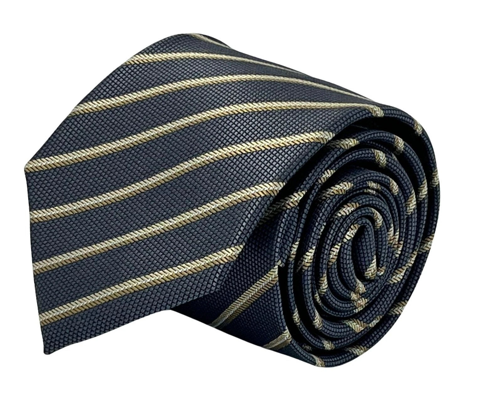 grey tie with honeycomb pattern & bronze stripe by Frederick Thomas Handmade Mens Ties