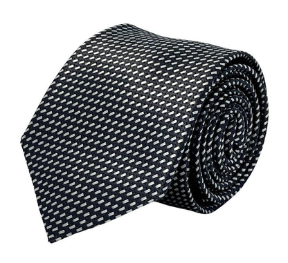dark grey and white geometric stitch design by Frederick Thomas Handmade Mens Ties