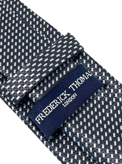 dark grey and white geometric stitch design by Frederick Thomas Handmade Mens Ties