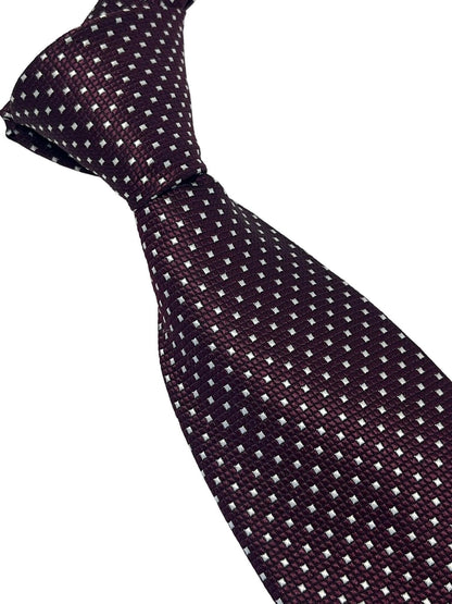 maroon burgundy red with white pin spot tie by Frederick Thomas Handmade Mens Ties