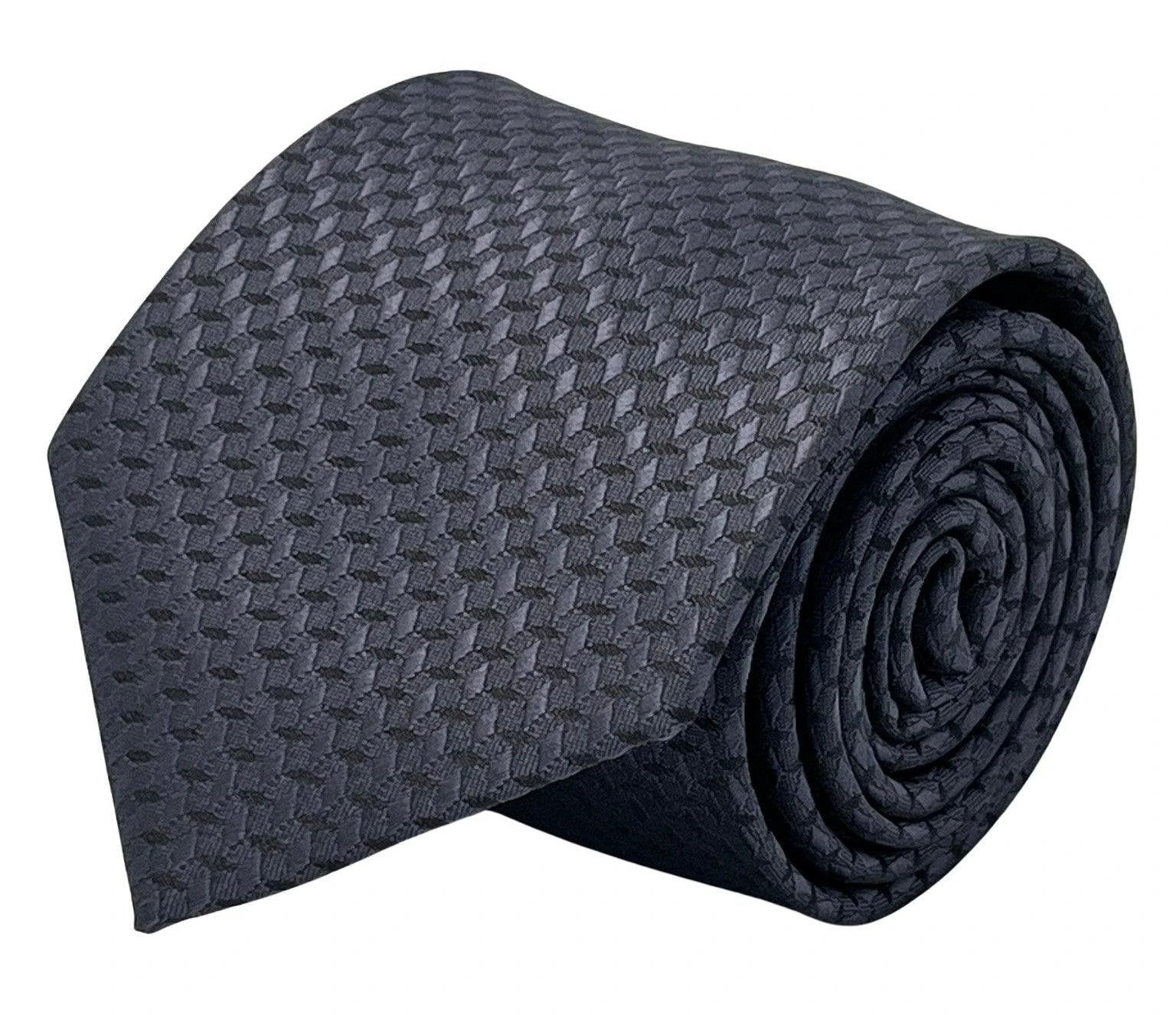 dark charcoal grey tie with geometric design by Frederick Thomas Handmade Mens Ties