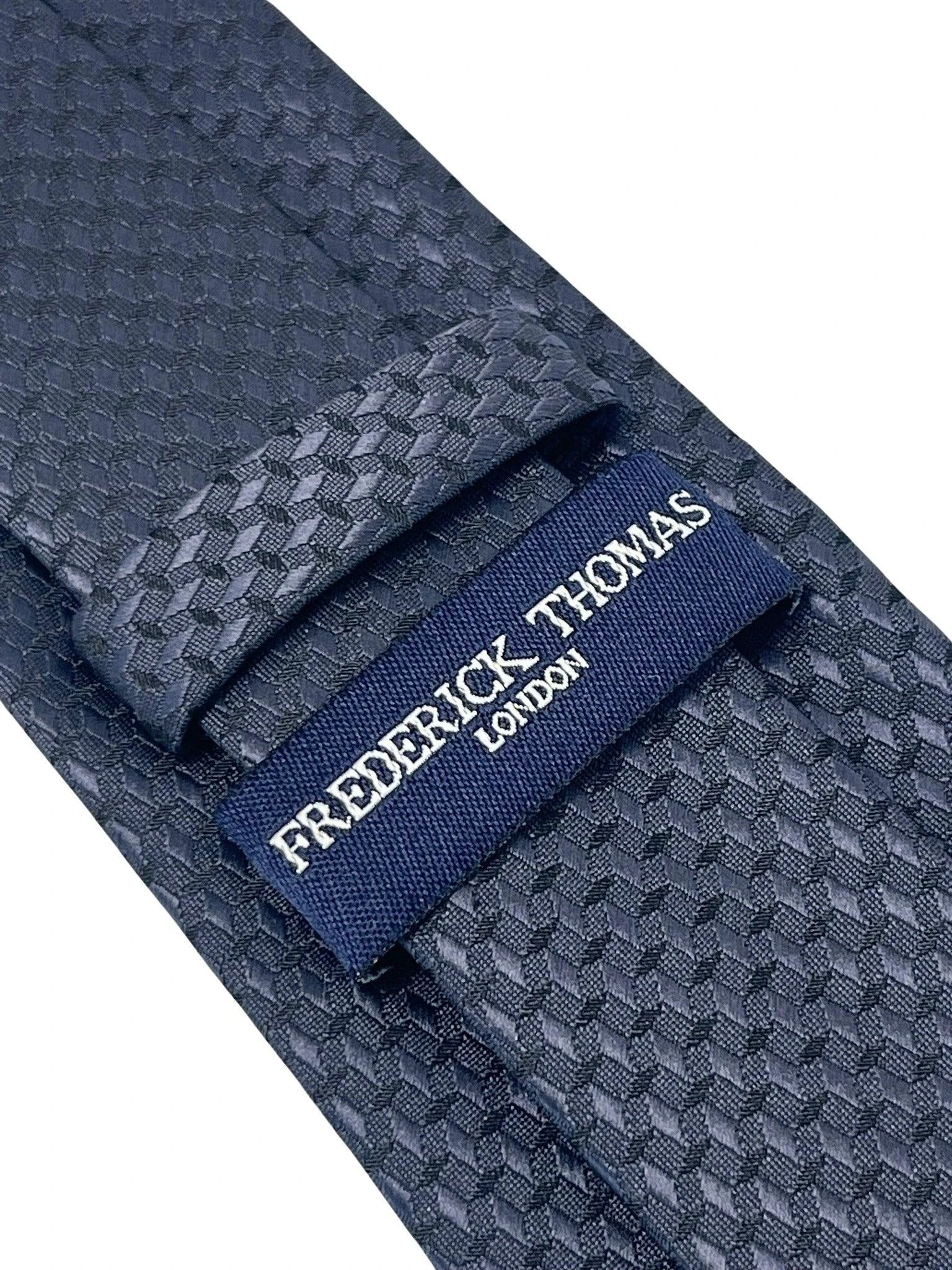 dark charcoal grey tie with geometric design by Frederick Thomas Handmade Mens Ties