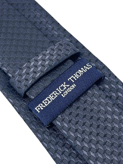 dark charcoal grey tie with geometric design by Frederick Thomas Handmade Mens Ties