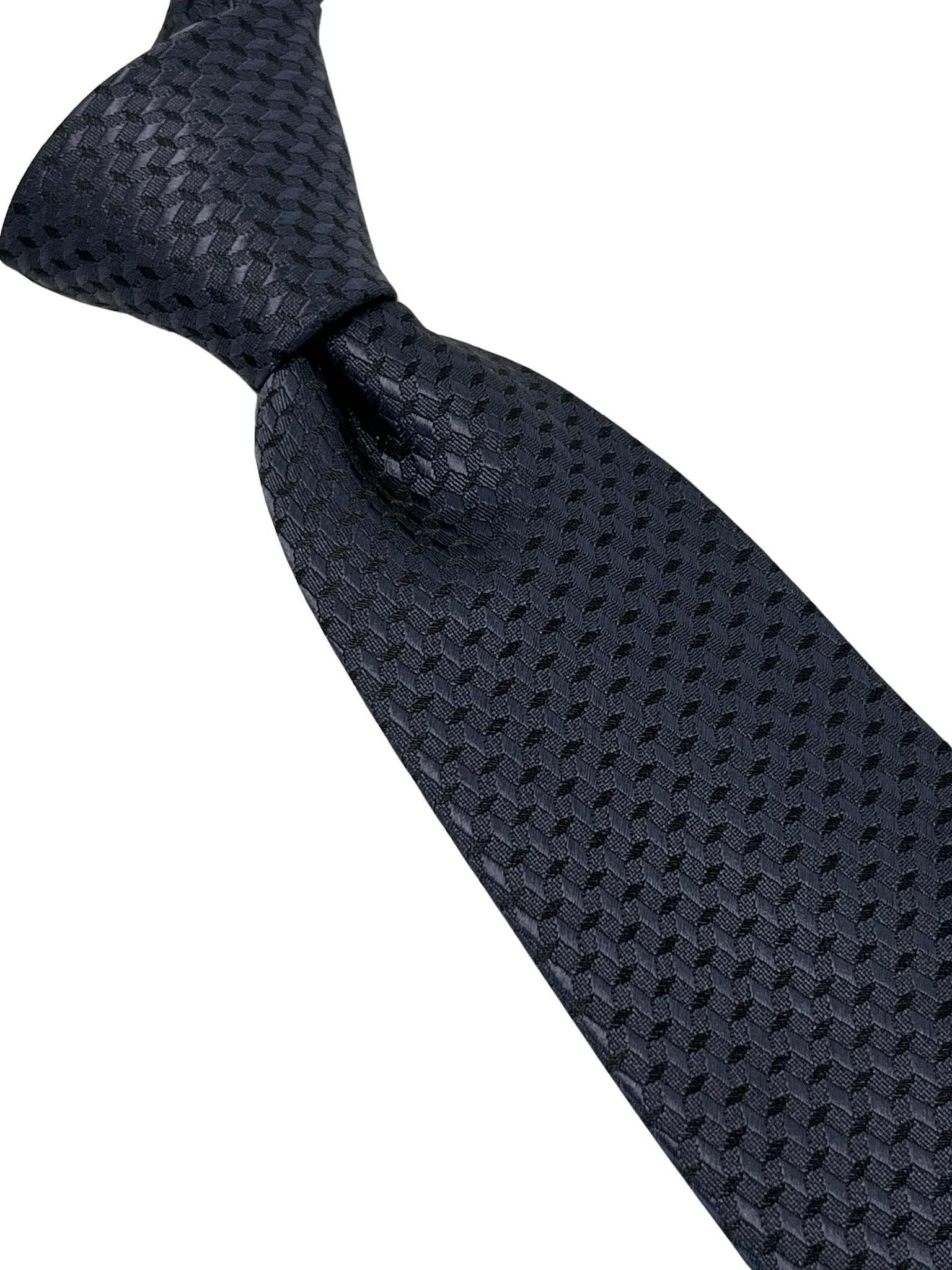 dark charcoal grey tie with geometric design by Frederick Thomas Handmade Mens Ties