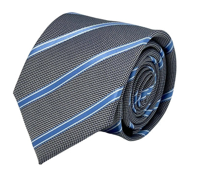 grey tie with light blue thin stripe by Frederick Thomas Handmade Mens Ties