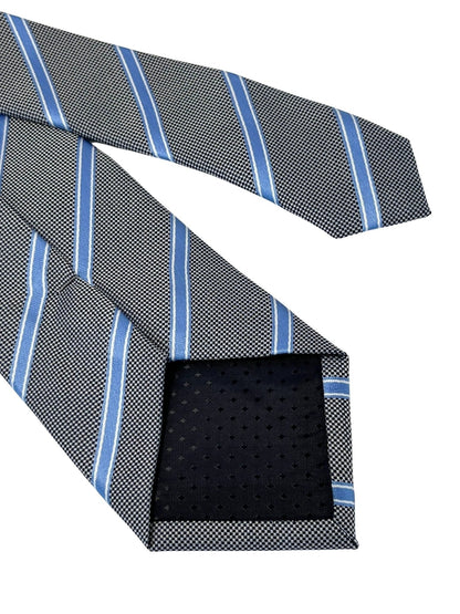 grey tie with light blue thin stripe by Frederick Thomas Handmade Mens Ties