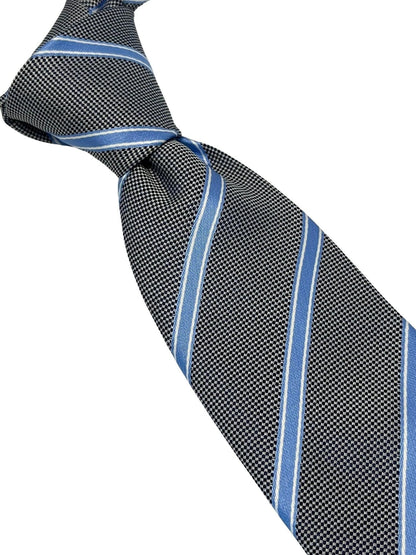 grey tie with light blue thin stripe by Frederick Thomas Handmade Mens Ties