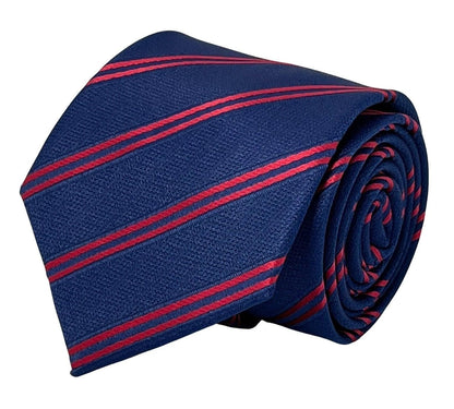 dark navy blue tie with double red stripe by Frederick Thomas Handmade Mens Ties