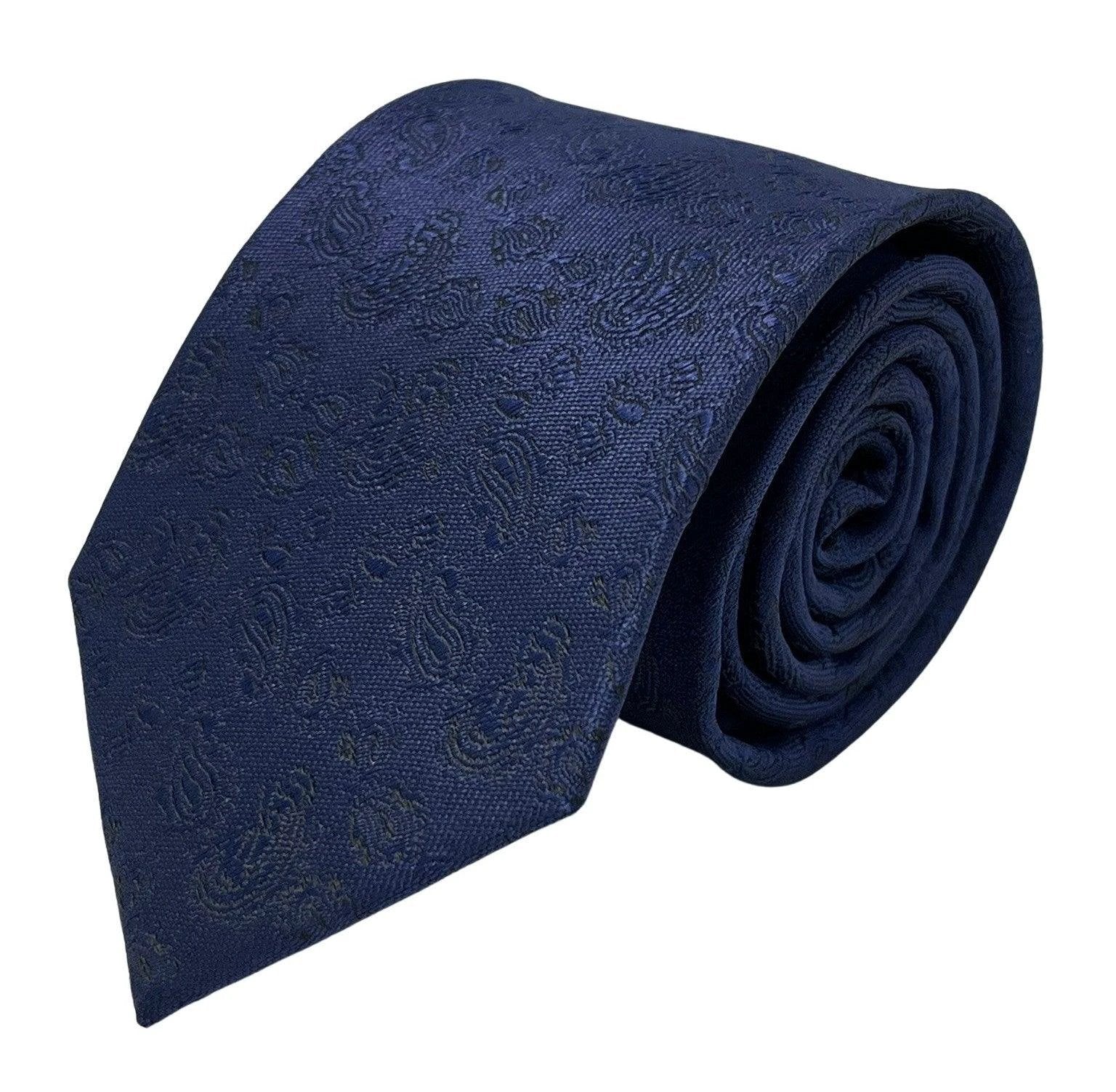 dark navy blue tie with subtle paisley design by Frederick Thomas Handmade Mens Ties