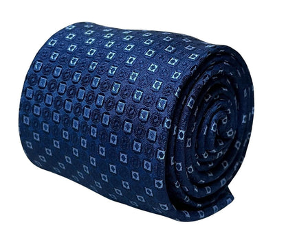 Dark Blue Navy Tie With Square Spotted Design - Handmade Craftsmanship For Subtle, Enduring Professional Style by Frederick Thomas Handmade Mens Ties