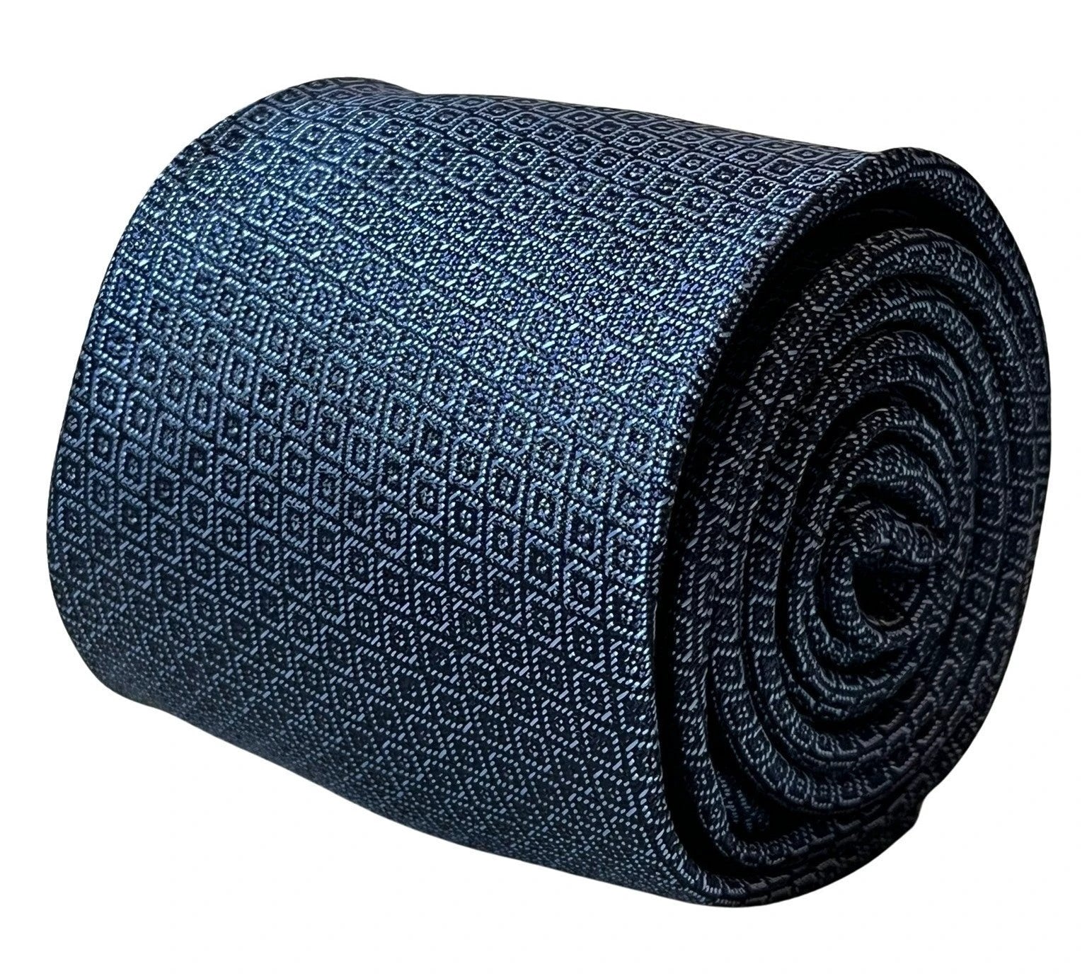 Frederick Thomas Handmade Tie Midnight Blue Grey Snakeskin Design For Elegant Professional Style by Frederick Thomas Handmade Mens Ties
