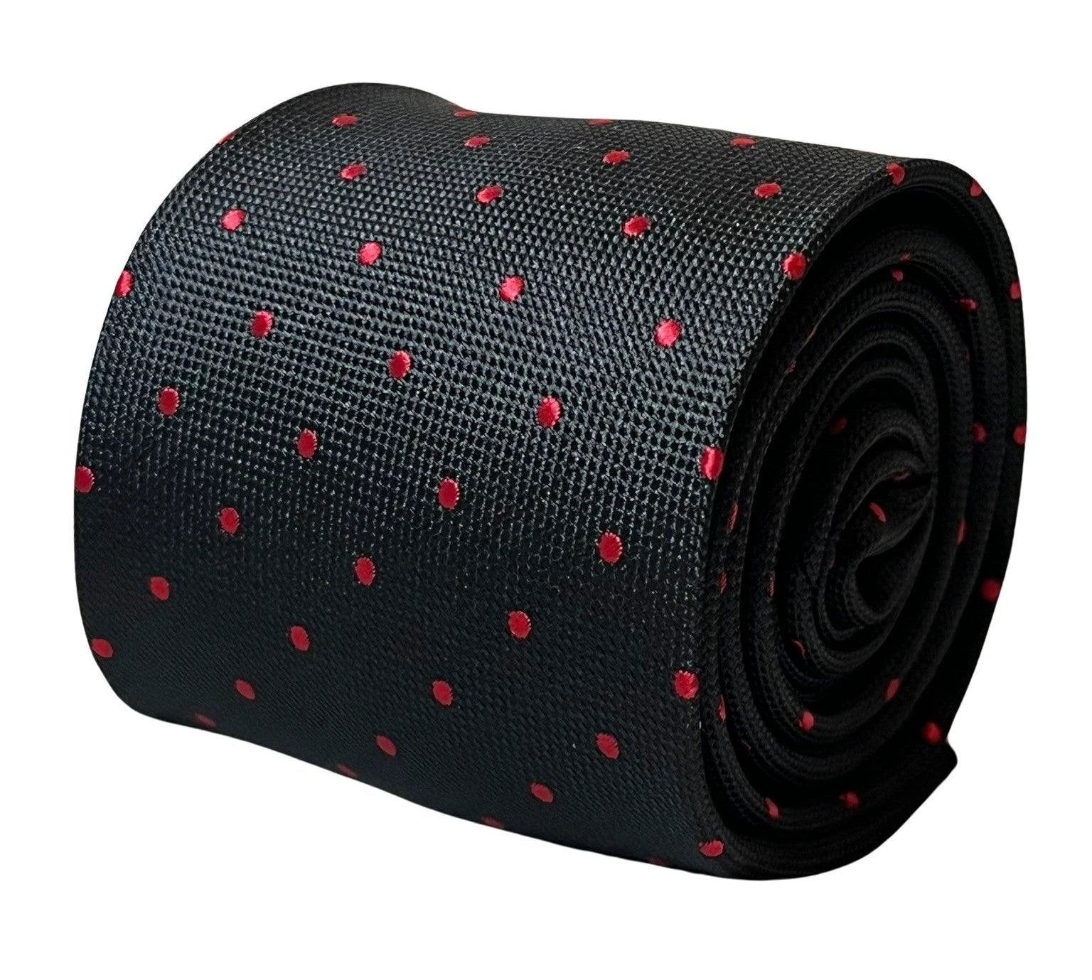 Frederick Thomas Handmade Black Tie - Red Pin Spot Design For The Luxury Professional by Frederick Thomas Handmade Mens Ties