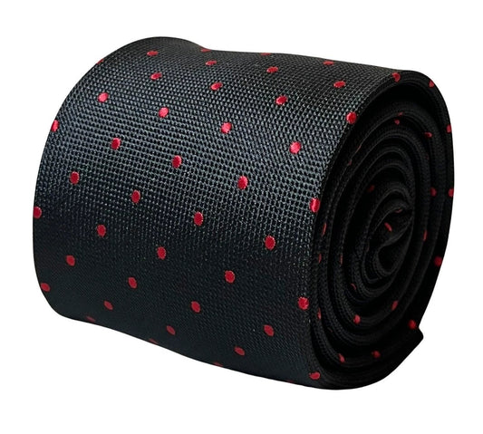 Frederick Thomas Handmade Black Tie - Red Pin Spot Design For The Luxury Professional by Frederick Thomas Handmade Mens Ties