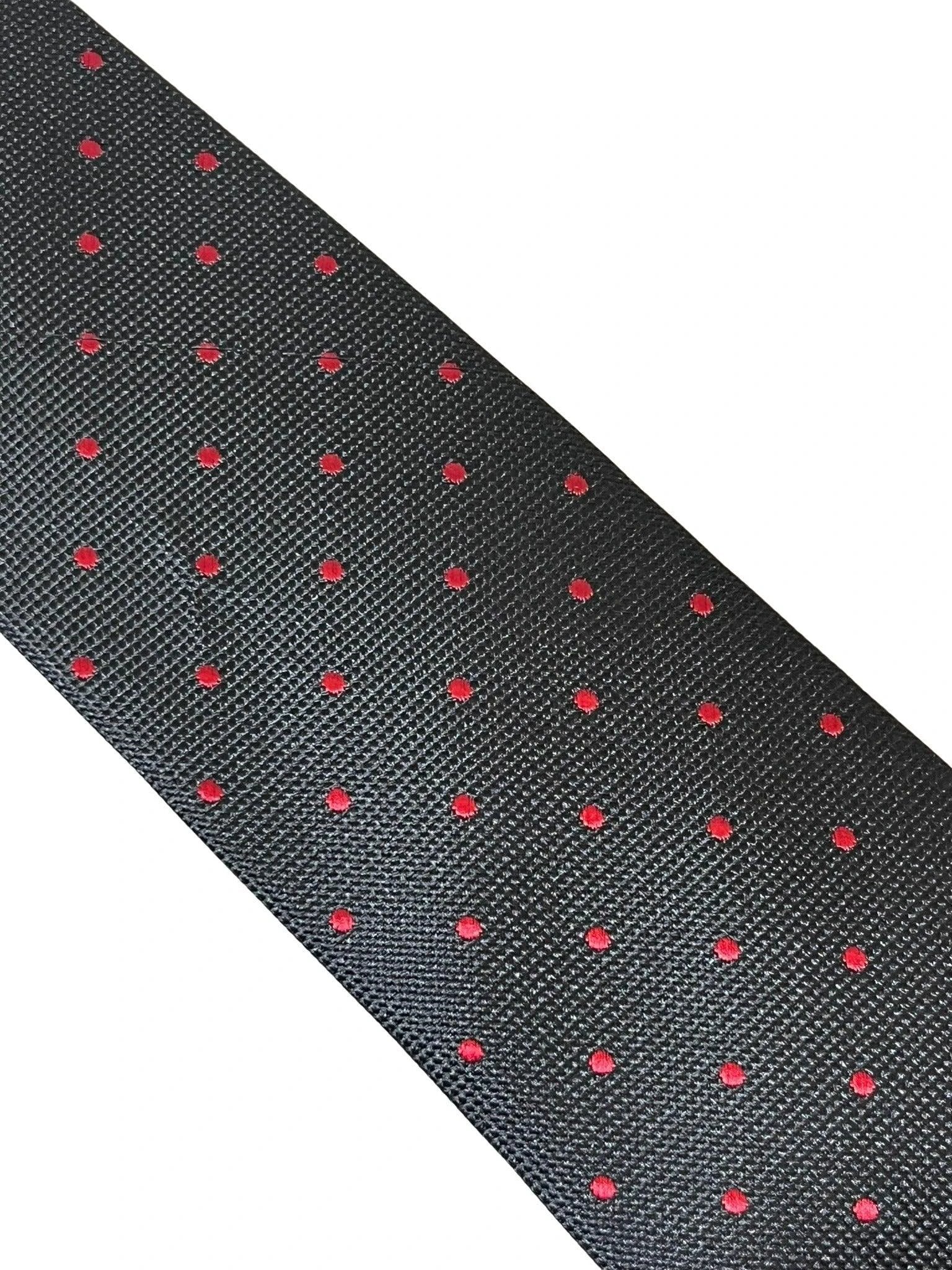 Frederick Thomas Handmade Black Tie - Red Pin Spot Design For The Luxury Professional by Frederick Thomas Handmade Mens Ties