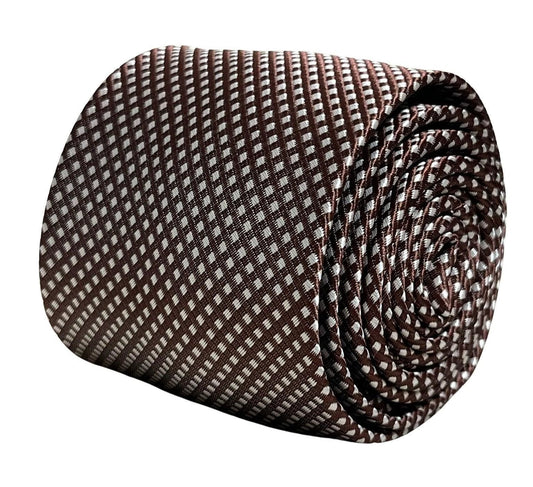 Chocolate Coffee Brown Tie With White Pin Spots - Handmade Luxury For The Modern Professional by Frederick Thomas Handmade Mens Ties