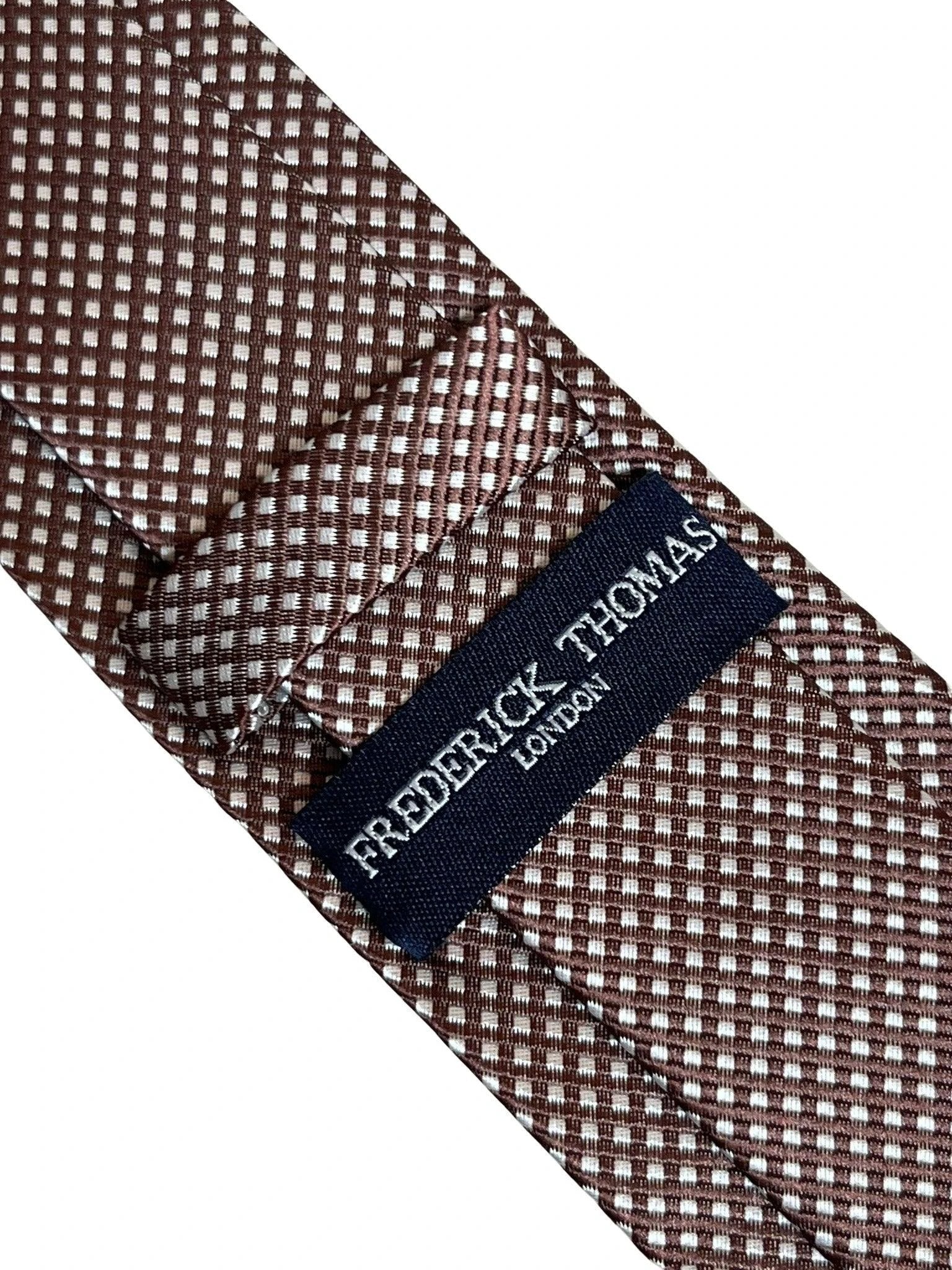 Chocolate Coffee Brown Tie With White Pin Spots - Handmade Luxury For The Modern Professional by Frederick Thomas Handmade Mens Ties