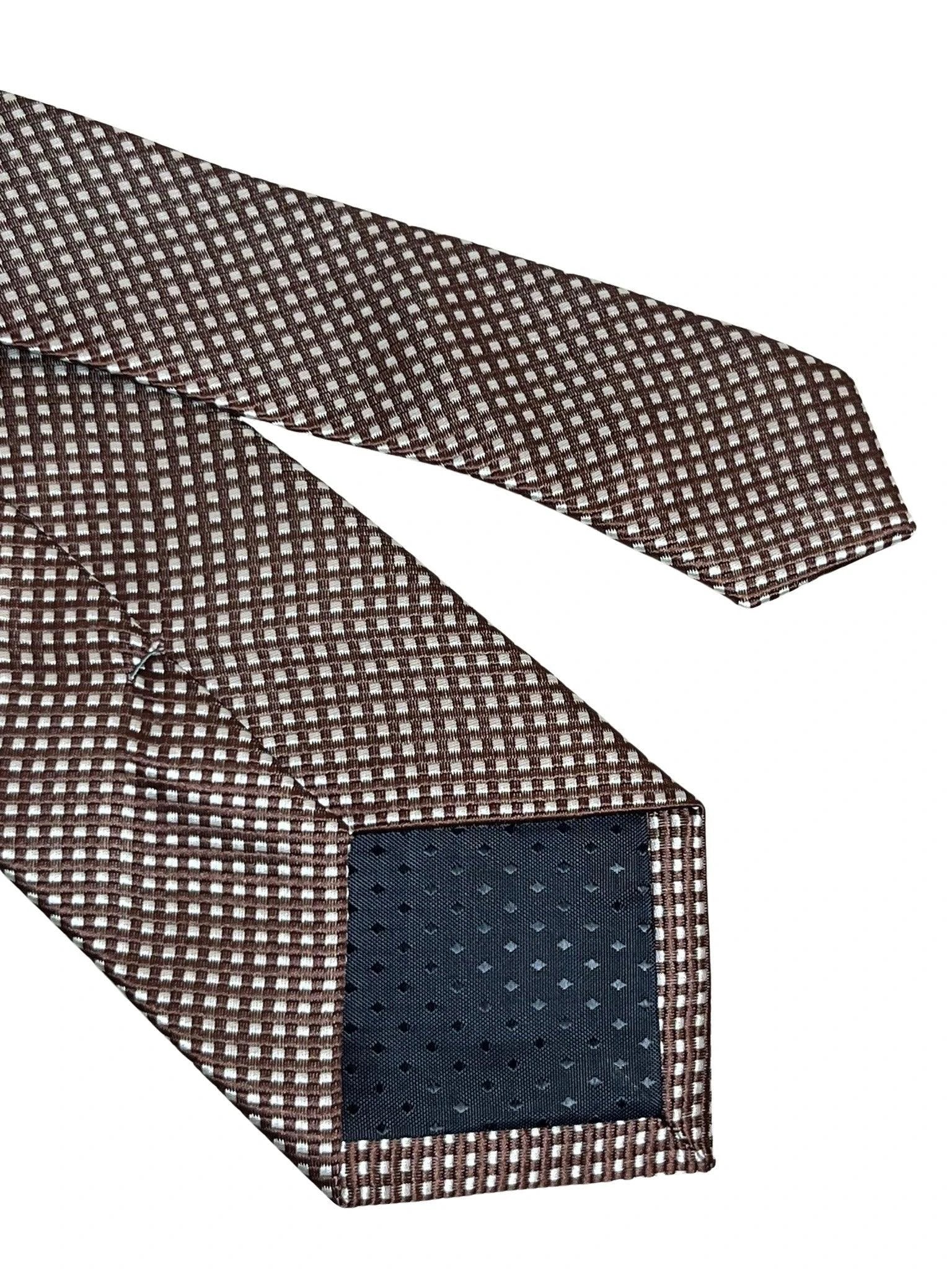 Chocolate Coffee Brown Tie With White Pin Spots - Handmade Luxury For The Modern Professional by Frederick Thomas Handmade Mens Ties