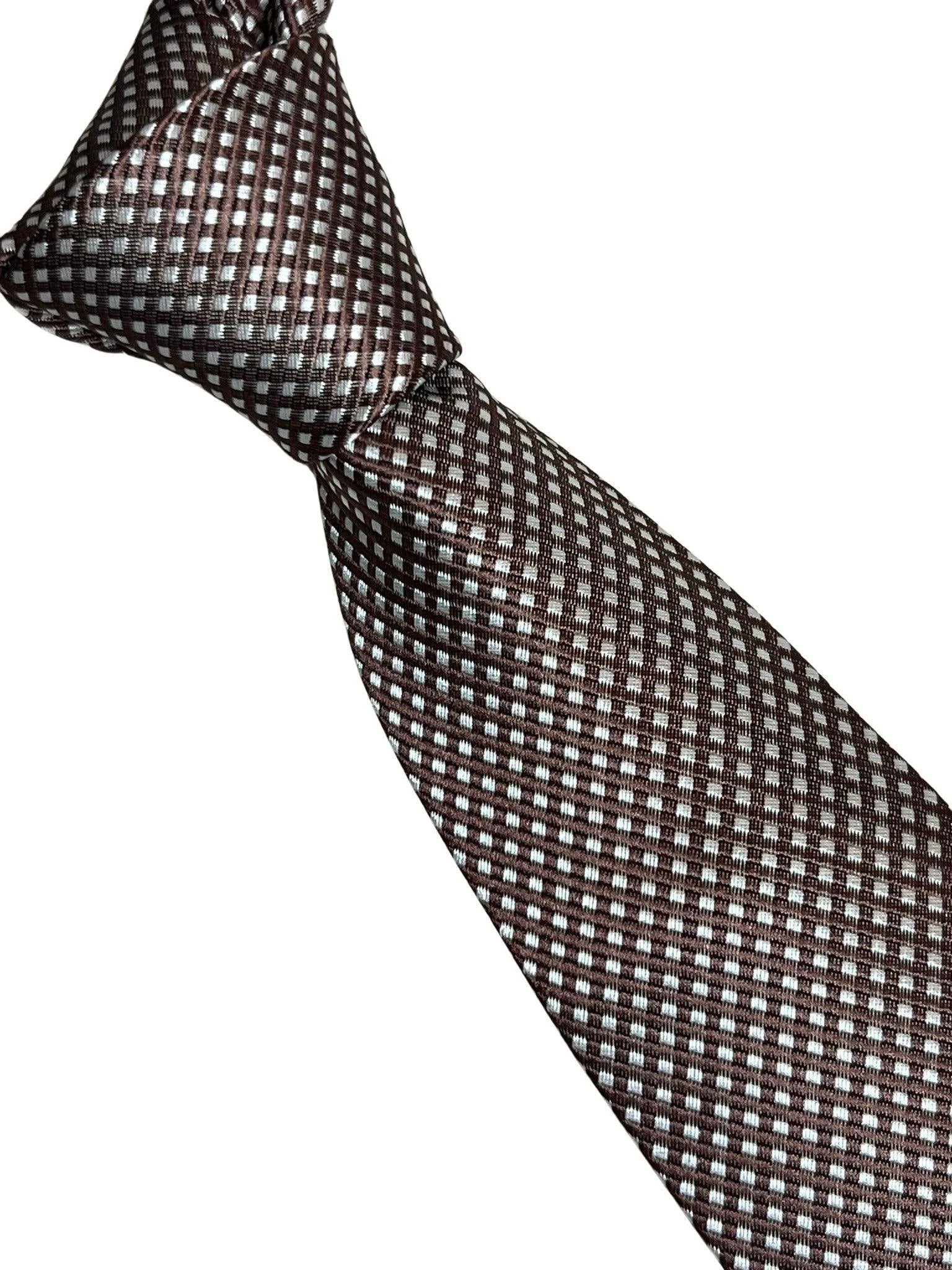 Chocolate Coffee Brown Tie With White Pin Spots - Handmade Luxury For The Modern Professional by Frederick Thomas Handmade Mens Ties