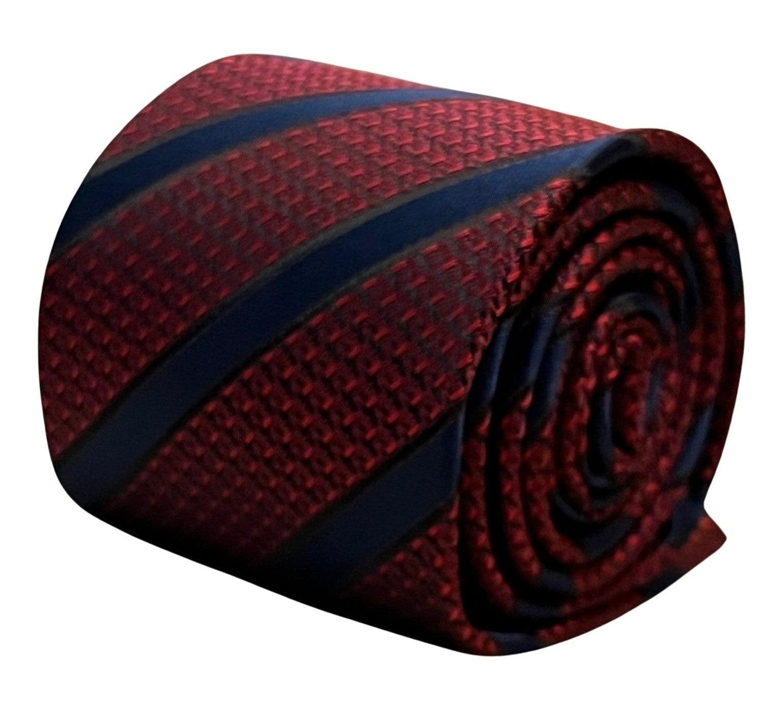 Maroon Snakeskin Style Tie With Black Stripes - Handmade by Skilled Artisans for Timeless Refined Style by Frederick Thomas Handmade Mens Ties