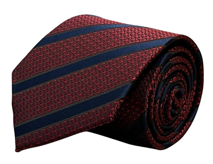 Maroon Snakeskin Style Tie With Black Stripes - Handmade by Skilled Artisans for Timeless Refined Style by Frederick Thomas Handmade Mens Ties