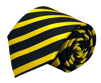 black and yellow gold club striped tie by Frederick Thomas Handmade Mens Ties
