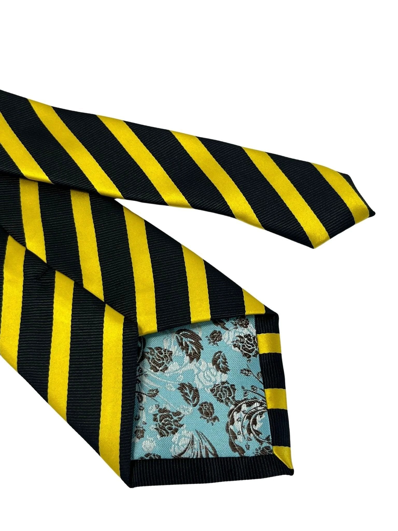 black and yellow gold club striped tie by Frederick Thomas Handmade Mens Ties