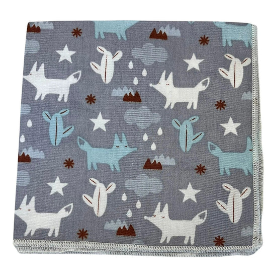 Light Pale Grey Cotton Pocket Square With Scion Style Fox Design - Refined 100 Per Cent Cotton Accessory For Suits by Frederick Thomas Handmade Mens Ties