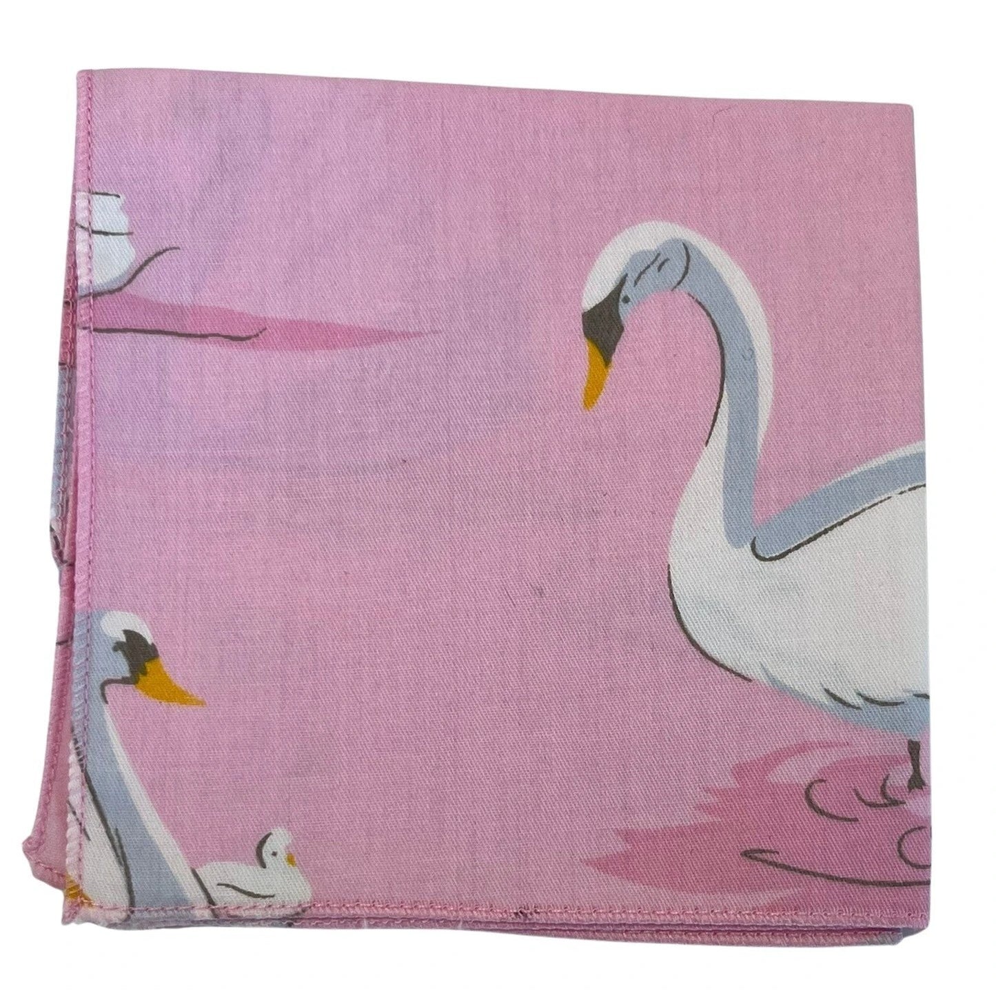 Light Pale Pink Cotton Pocket Square With Swan Print - Handcrafted One Hundred Per Cent Cotton For Subtle Distinction by Frederick Thomas Handmade Mens Ties